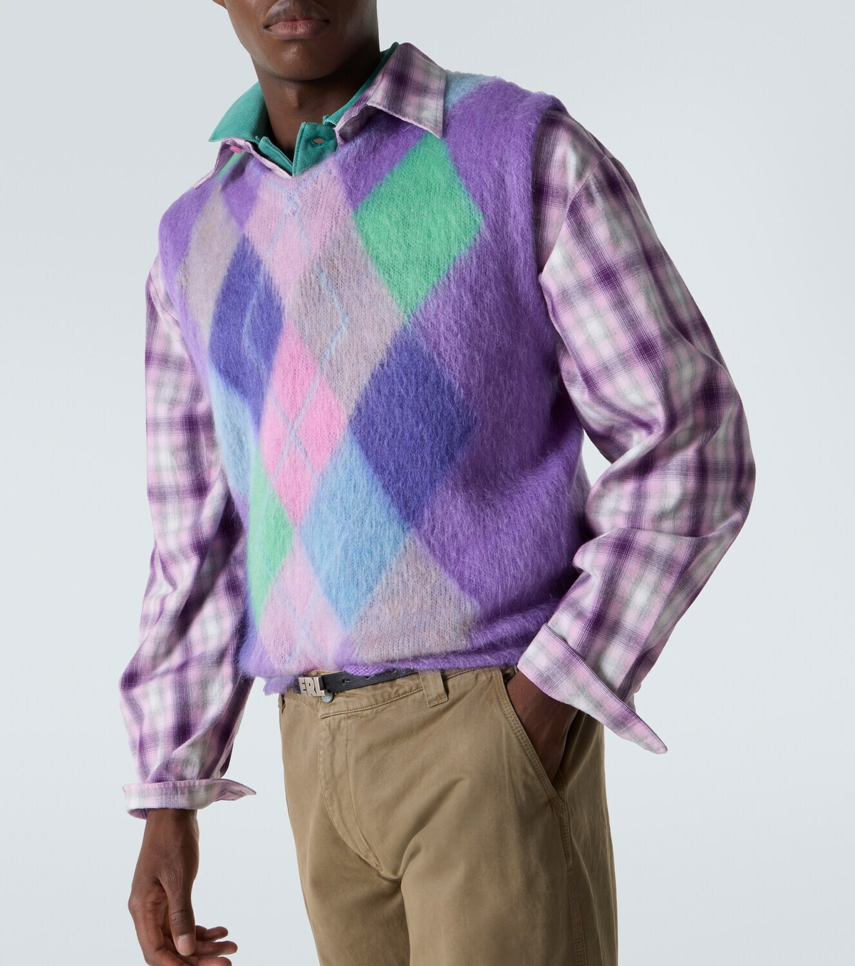 ERL Checked mohair-blend sweater vest