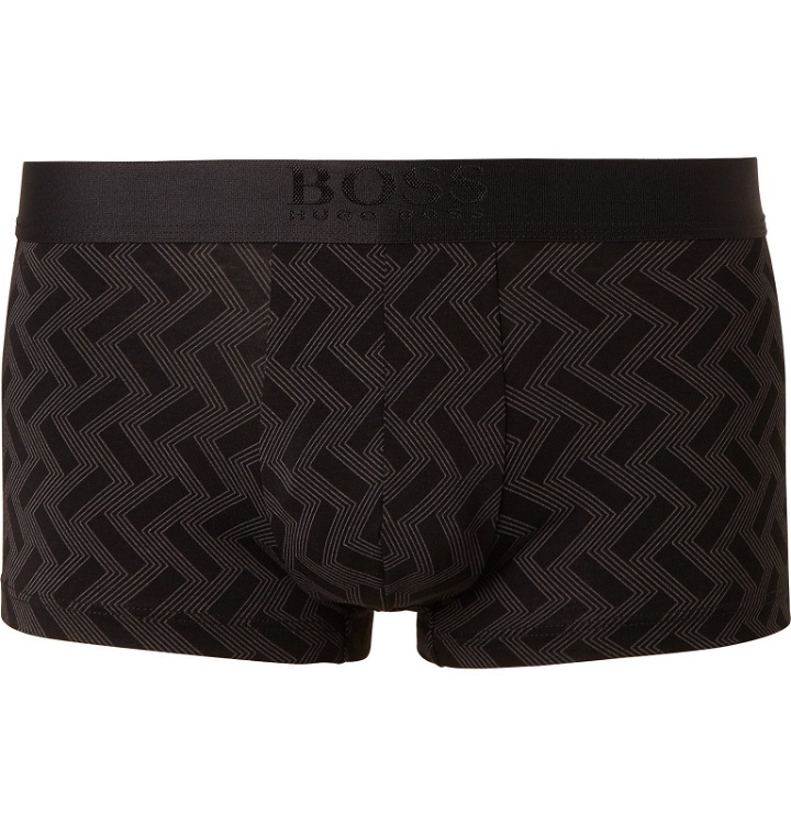 Photo: Hugo Boss - Printed Stretch Cotton and Modal-Blend Jersey Boxer Briefs - Black
