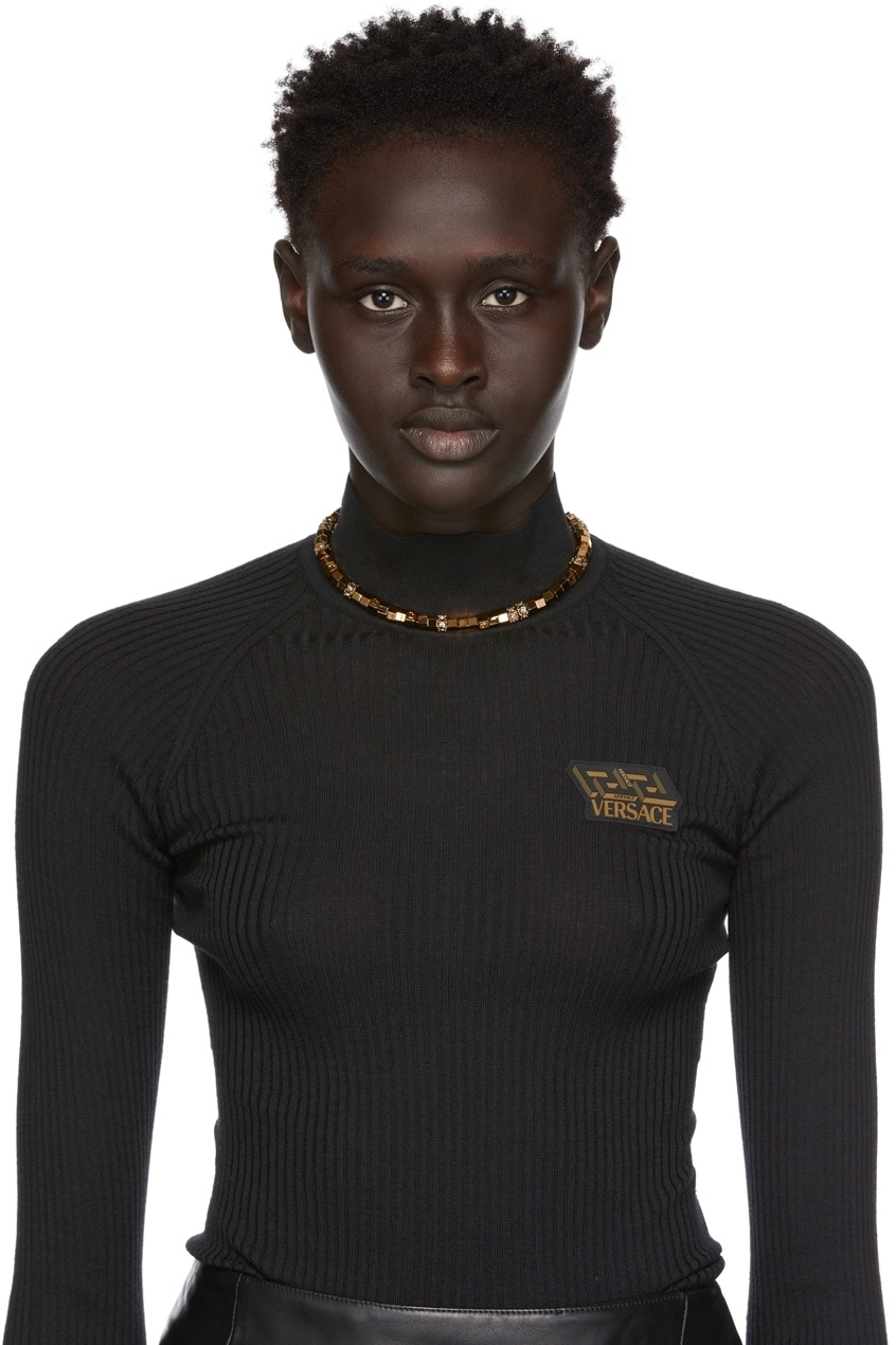 Versace Gold Toggle Beaded Necklace Versace