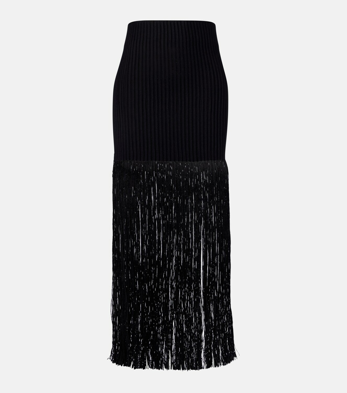 Alaïa Fringed ribbed-knit skirt