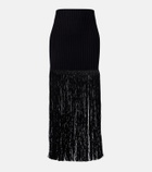 Alaïa Fringed ribbed-knit skirt