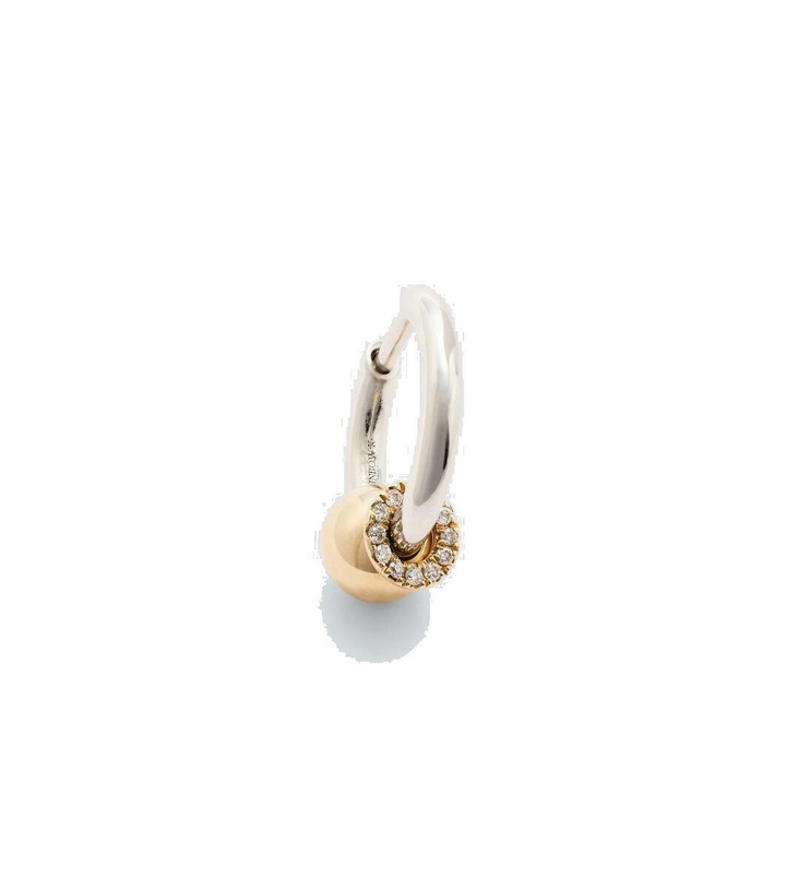 Photo: Rainbow K Piercing 14kt gold single earring with diamonds