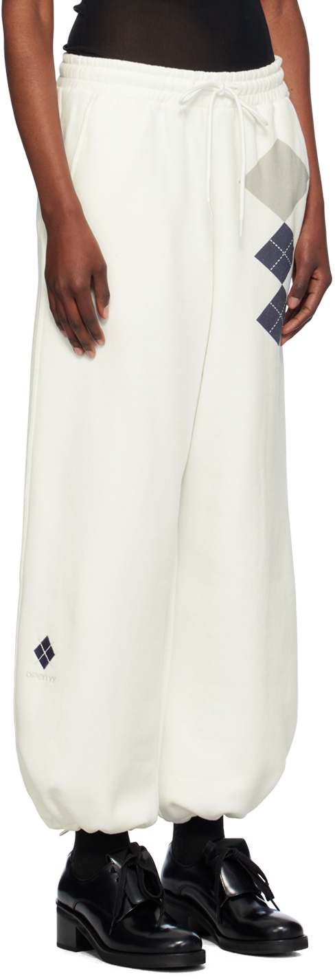 OPEN YY White Argyle Wide Sweatpants