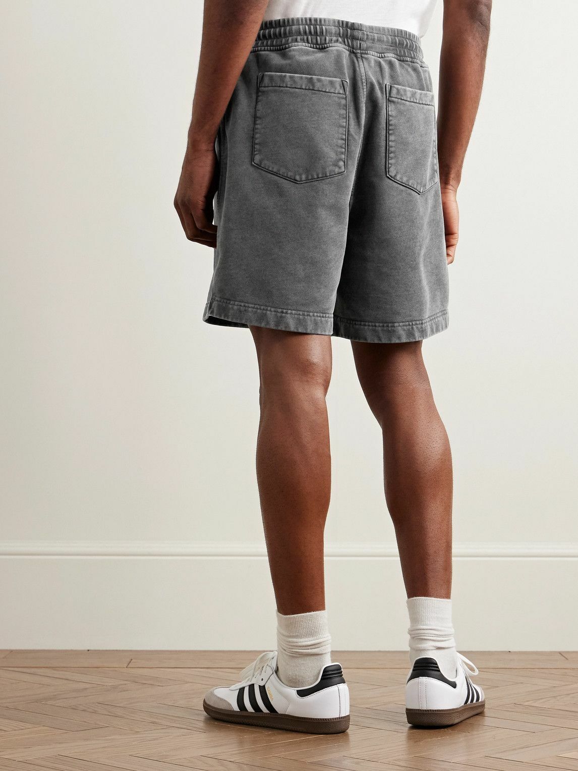 Corridor - Straight-Leg Garment-Dyed Cotton-Jersey Drawstring Shorts - Black