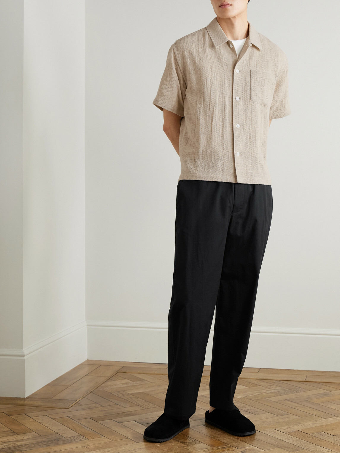 FRAME - Relaxed Straight-Leg Cotton Trousers - Black