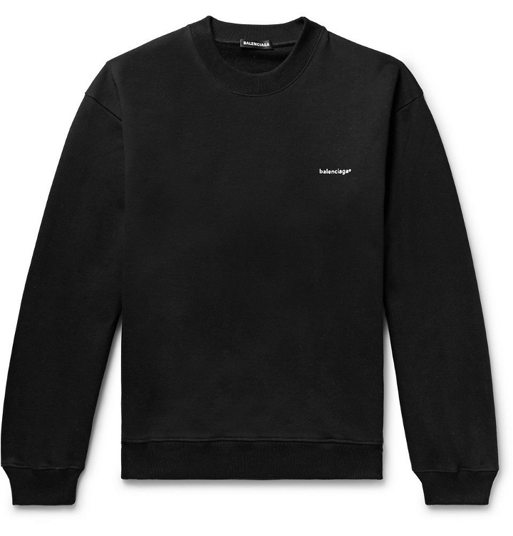 Photo: Balenciaga - Logo-Print Loopback Cotton-Jersey Sweatshirt - Men - Black
