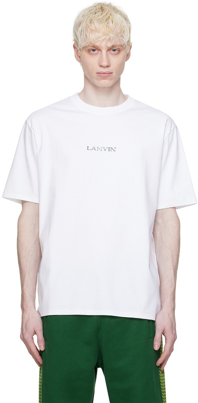 Photo: Lanvin White Embroidered T-Shirt