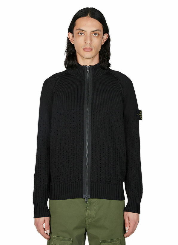 Photo: Stone Island - Compass Patch Zip Up Sweater in Black