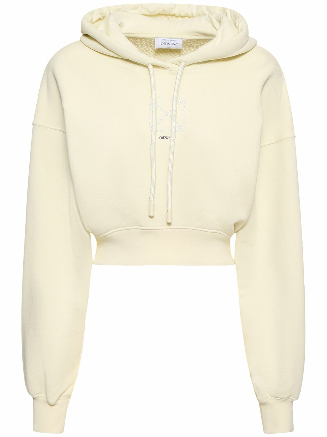 Photo: OFF-WHITE Embellished Cotton Cropped Hoodie