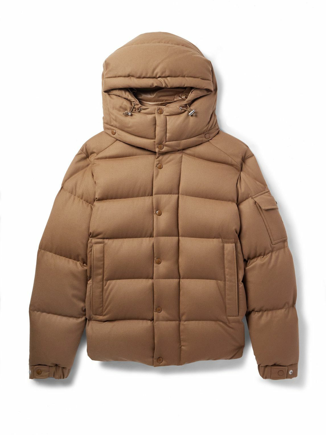 Moncler - Logo-Appliquéd Quilted Wool-Flannel Hooded Down Jacket