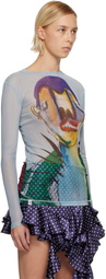 Charles Jeffrey LOVERBOY Blue Powermesh Long Sleeve T-shirt