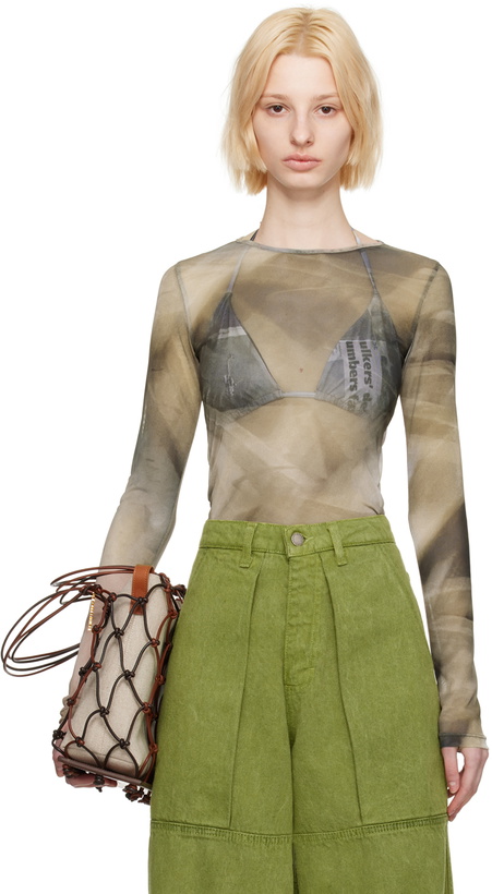 Photo: Serapis Green Semi-Sheer Long Sleeve T-Shirt