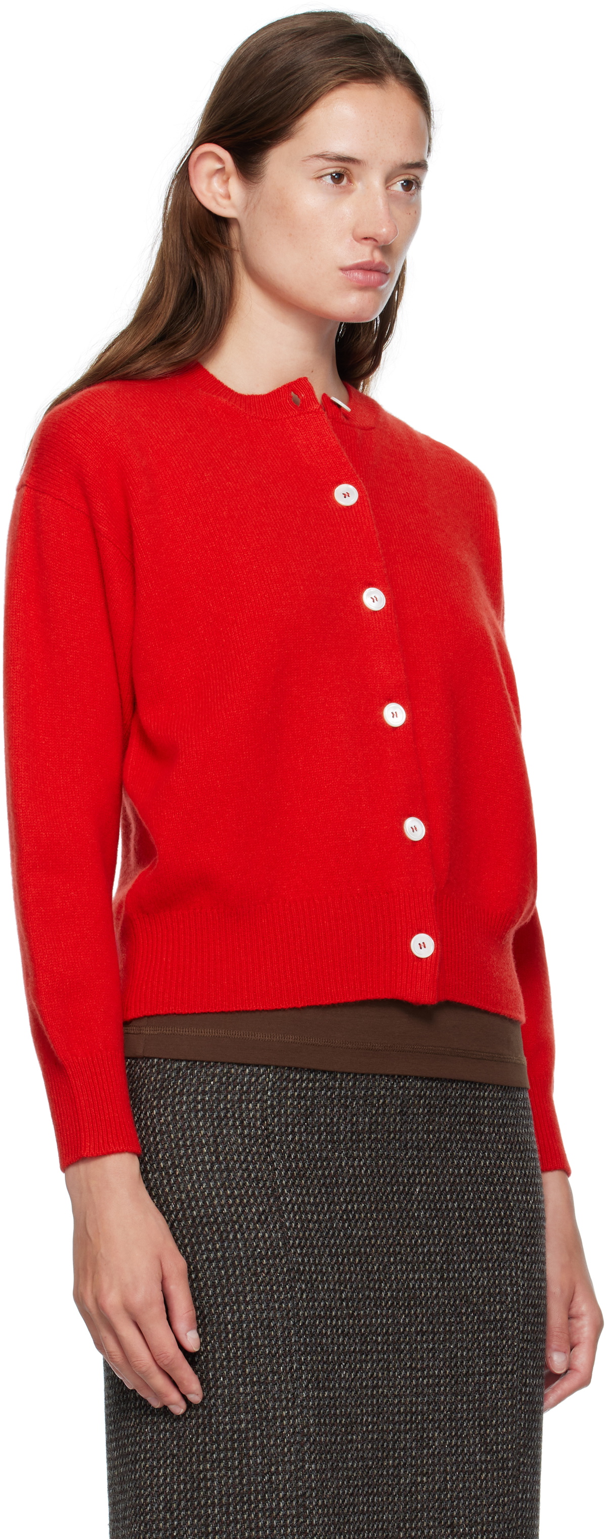 &Daughter Red Ada Crewneck Cardigan