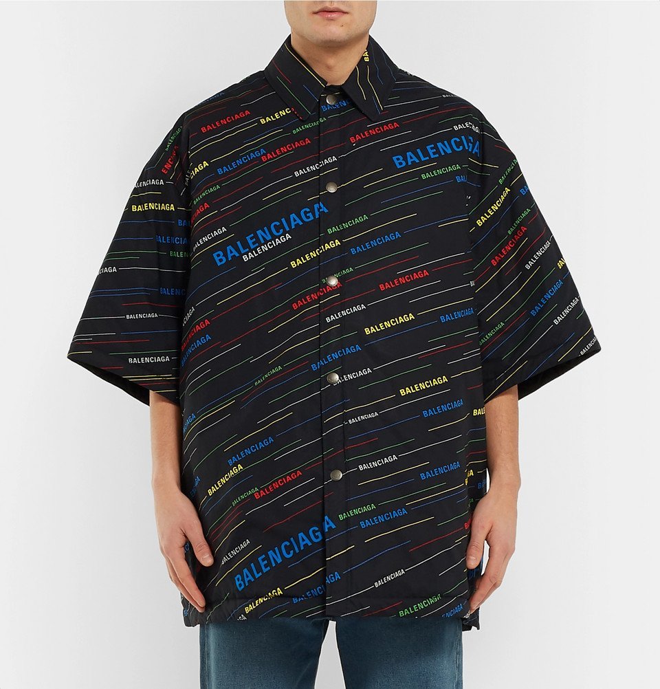 Balenciaga - Oversized Padded Logo-Print Cotton-Poplin Shirt - Men ...