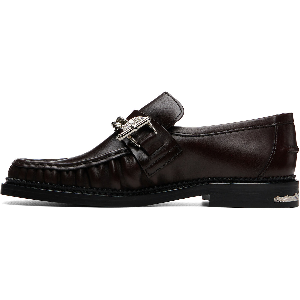 Toga Virilis Brown Embossed Leather Loafers