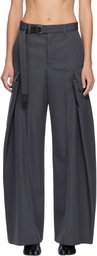 sacai Gray Stripe Doeskin Trousers