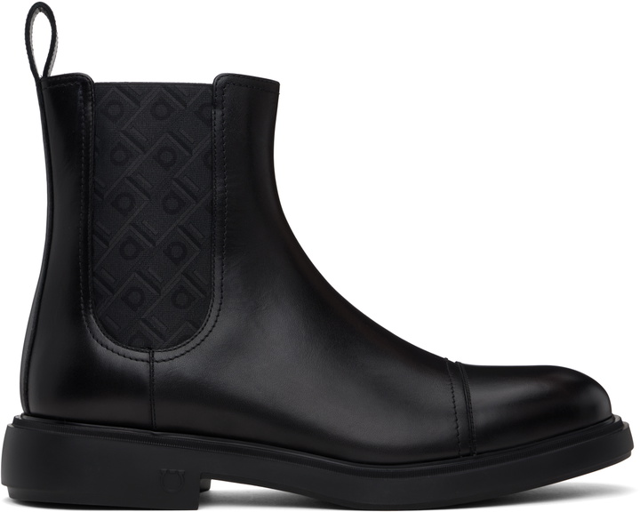 Photo: Ferragamo Black Beat Camden Chelsea Boots