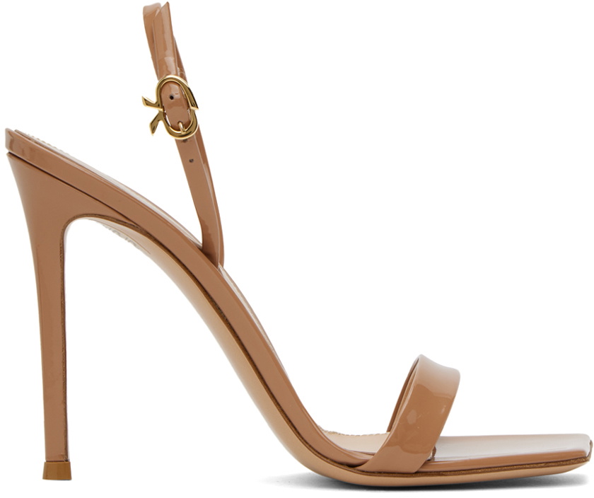 Gianvito Rossi Beige Ribbon Stiletto Heeled Sandals