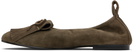 OPEN YY Khaki Bun Suede Fringe Ballerina Flats