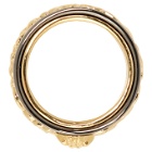 Versace Gold and Gunmetal Medusa Barocco Ring