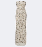Là Fuori Icey Rose embellished floral bustier gown