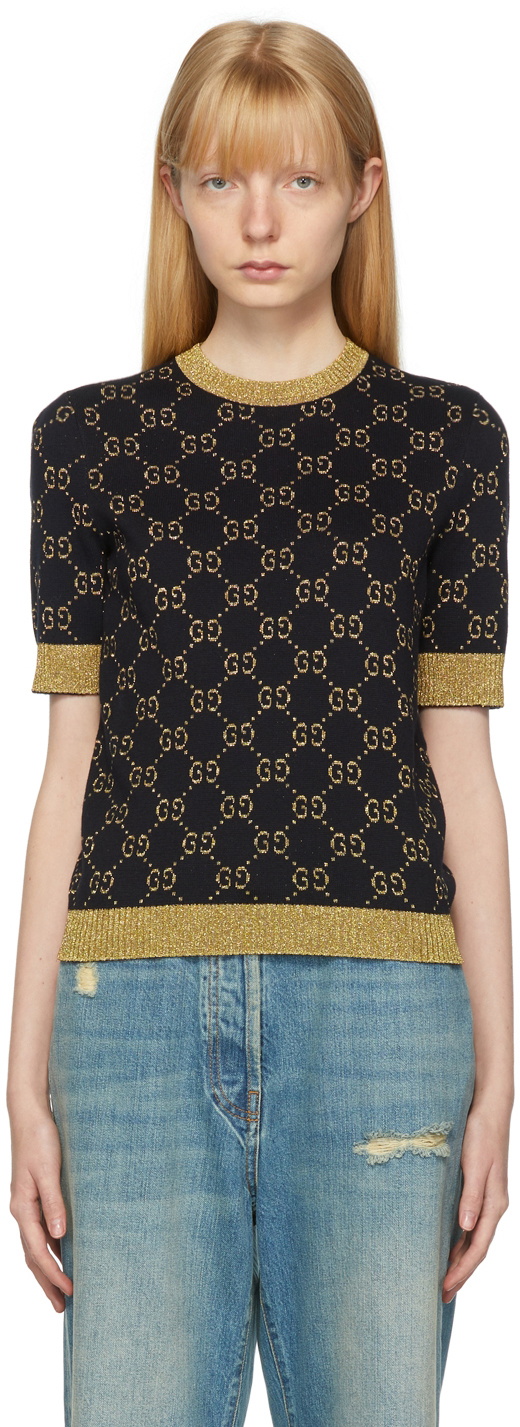 GUCCI ブラック GGロゴ スカート 42 Gucci Black/Red Silk Interlocking G Print Qatar Square Scarf