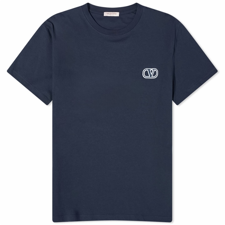 Photo: Valentino Men's Embroidered V Logo T-Shirt in Navy