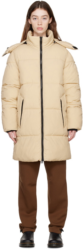 Photo: The Very Warm Beige Long Hooded Puffer Jacket