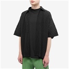 Homme Plissé Issey Miyake Men's Pleated Vacation Shirt in Black