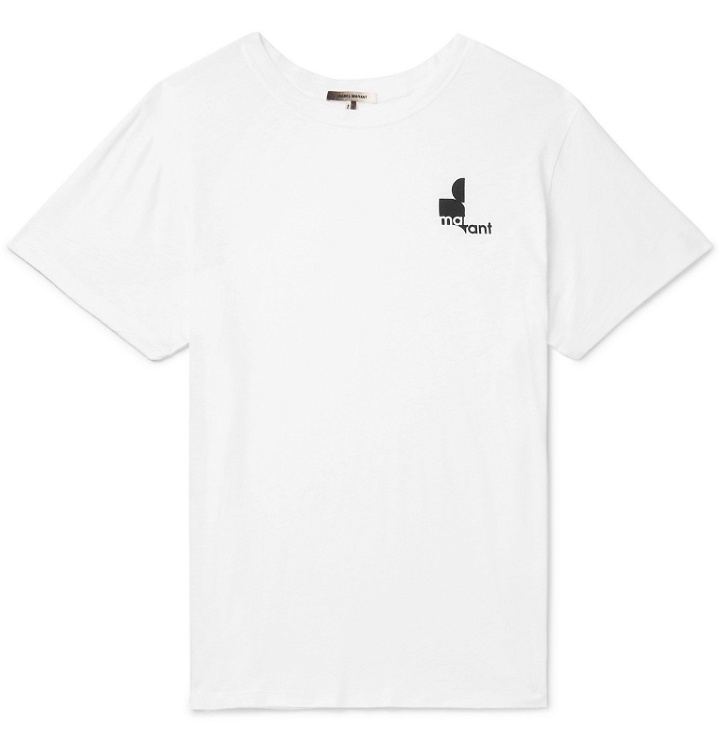 Photo: Isabel Marant - Zafferh Logo-Print Cotton-Jersey T-Shirt - White