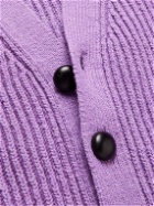 Jil Sander - Ribbed Cotton and Wool-Blend Cardigan - Purple