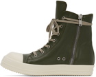 Rick Owens Green Calfskin High Sneakers