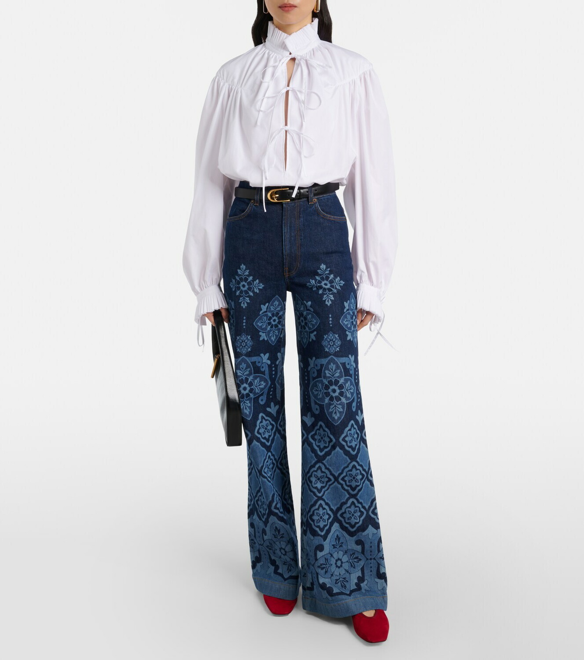 La DoubleJ Partenope printed high-rise flared jeans