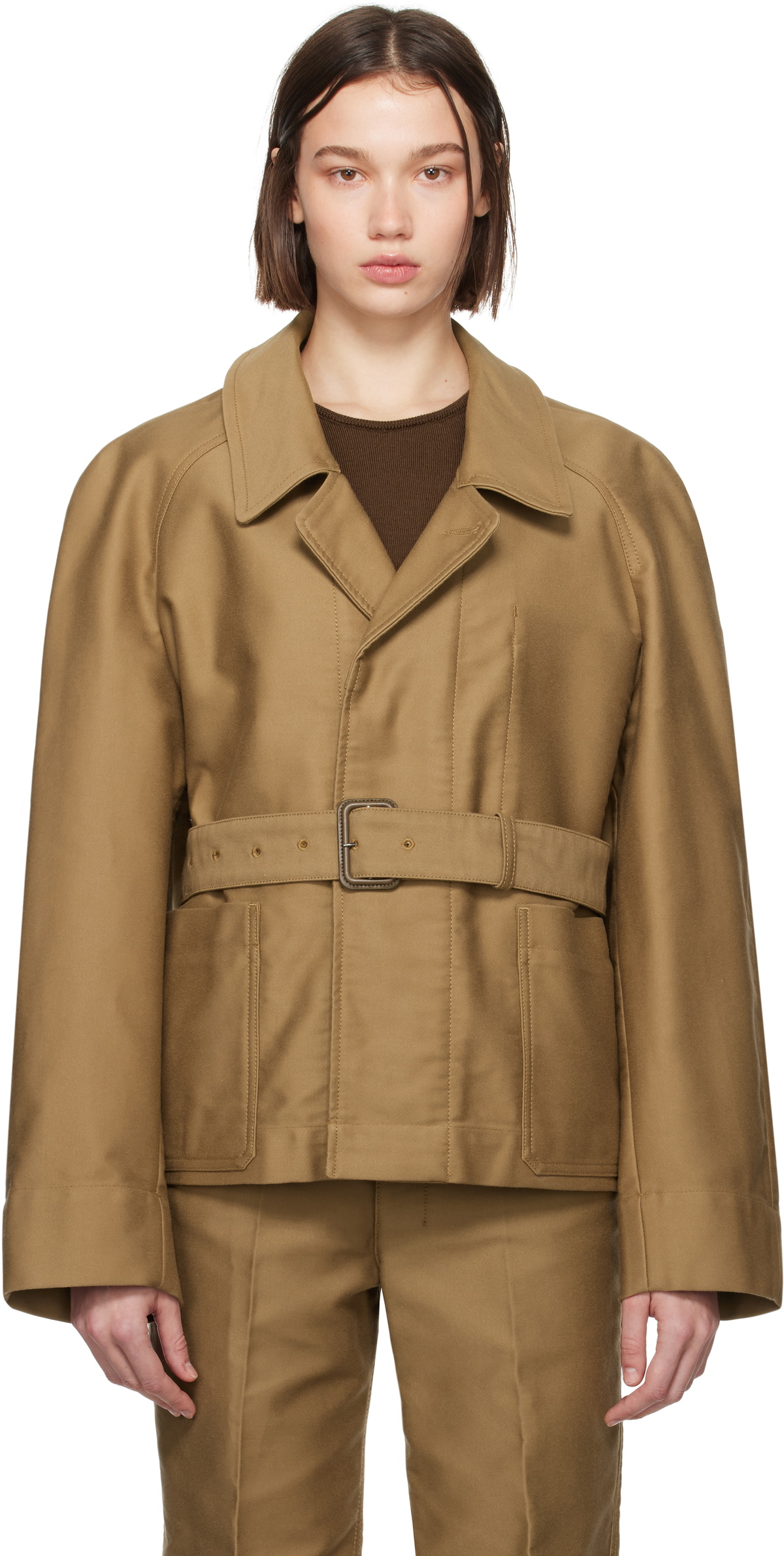 LEMAIRE Tan Belted Two Pocket Jacket Lemaire