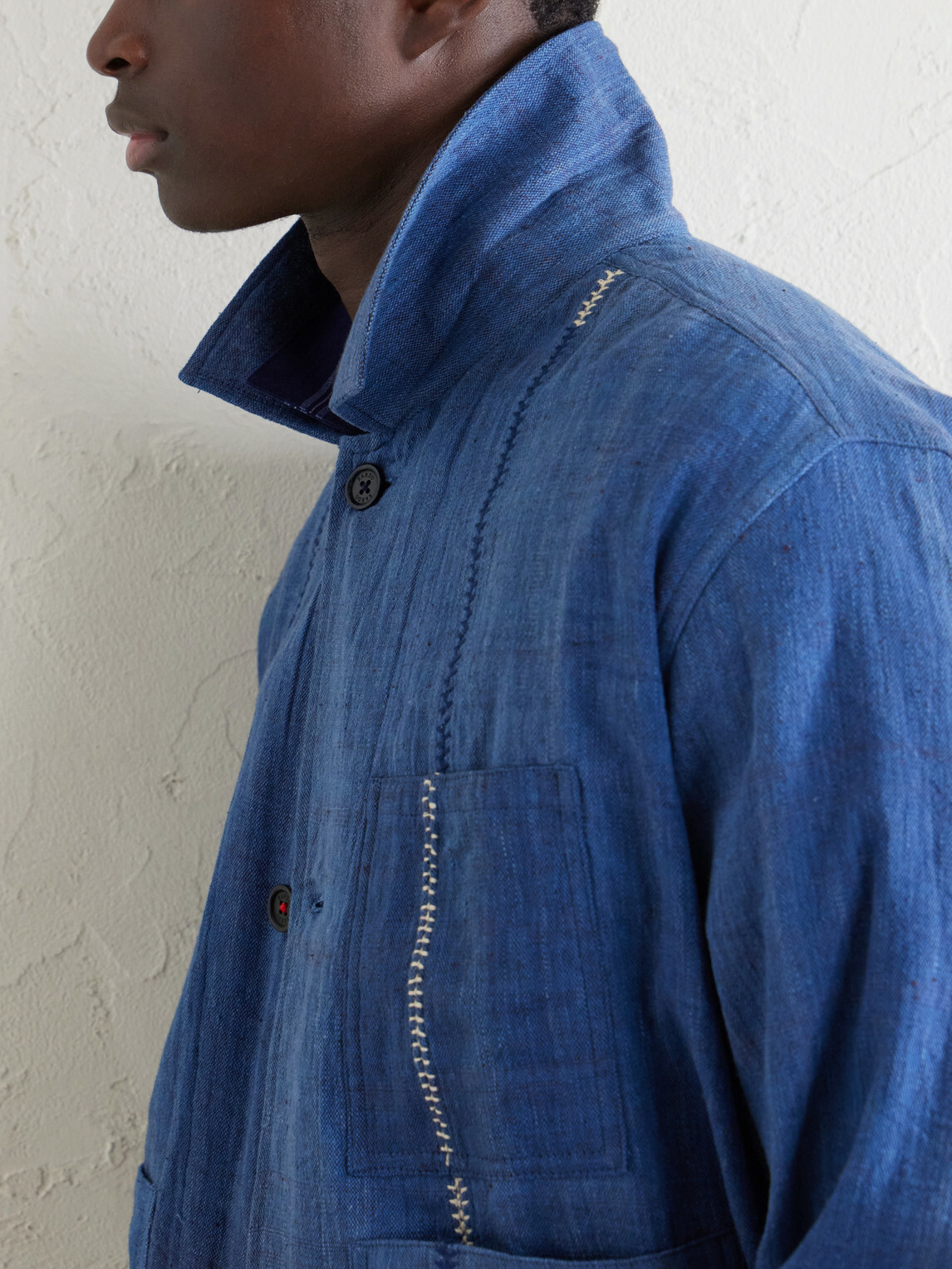 Kardo - Bodhi Cotton-Jacquard Jacket - Blue