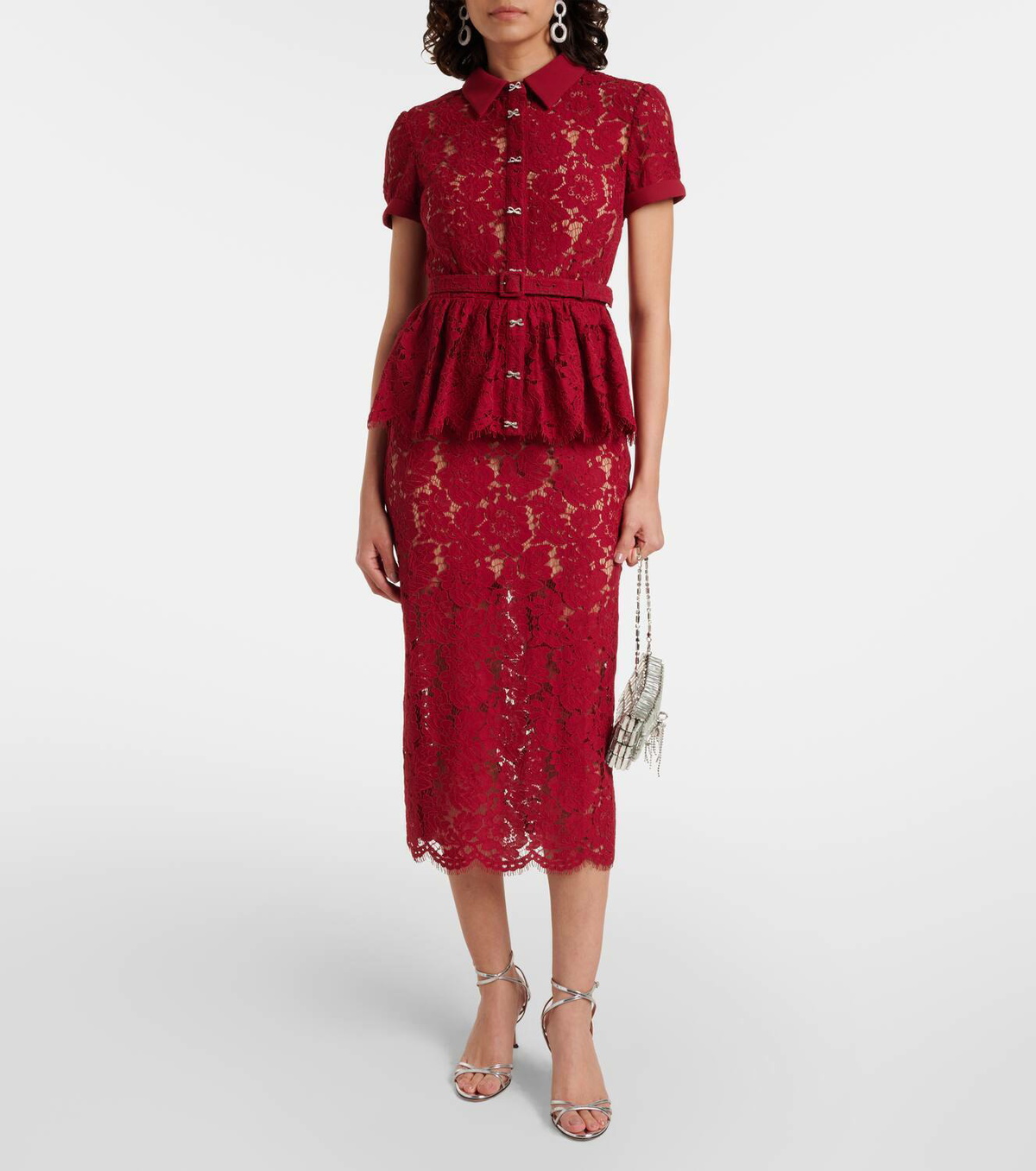lace up wedding guest dress Floral Cut-Out Tie-Up Midi Dress White / M