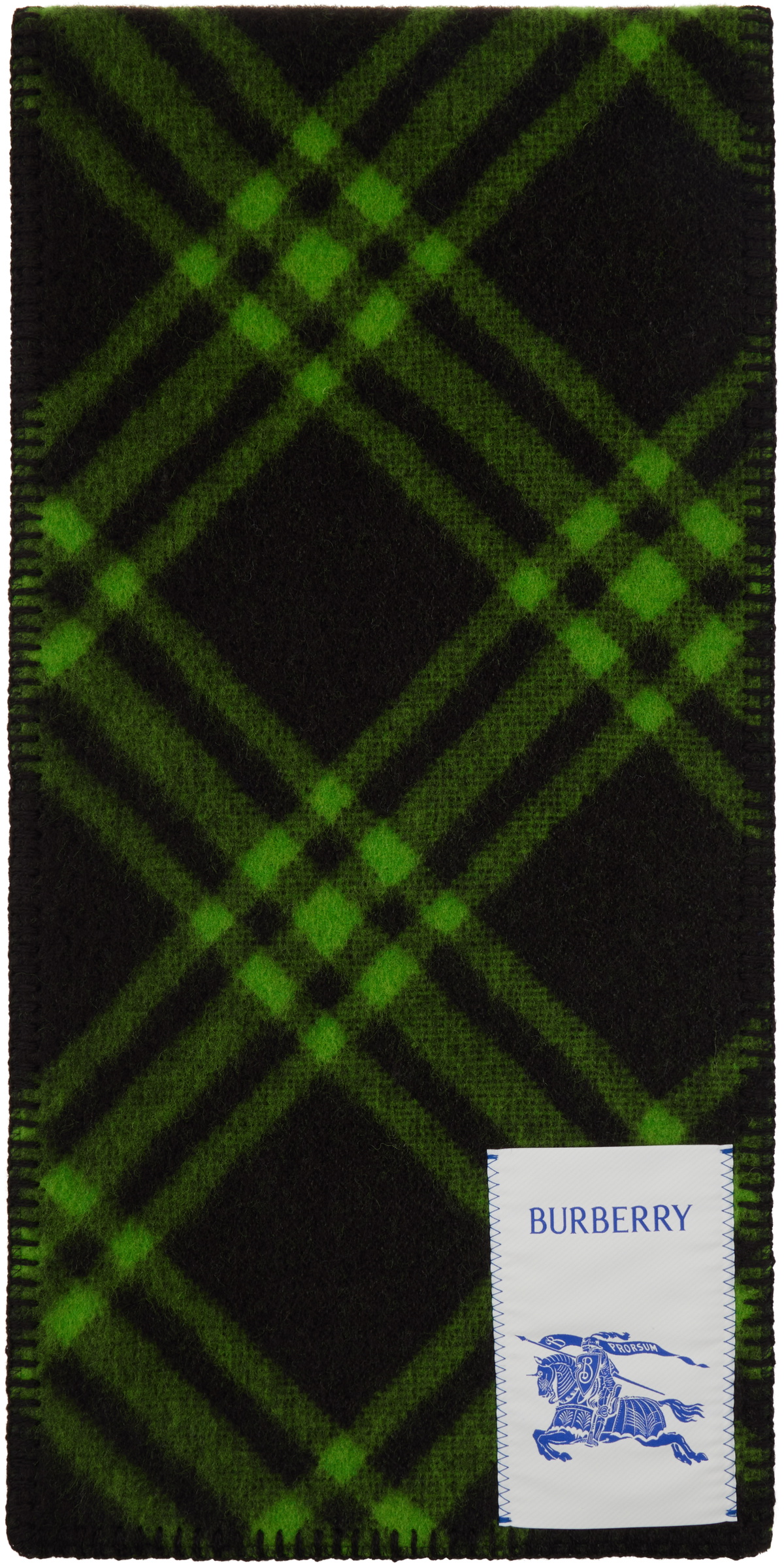 スカーフ Burberry Ekd Check Scarf - Burberry - Wool - Green Burberry Green Check Wool Scarf Burberry