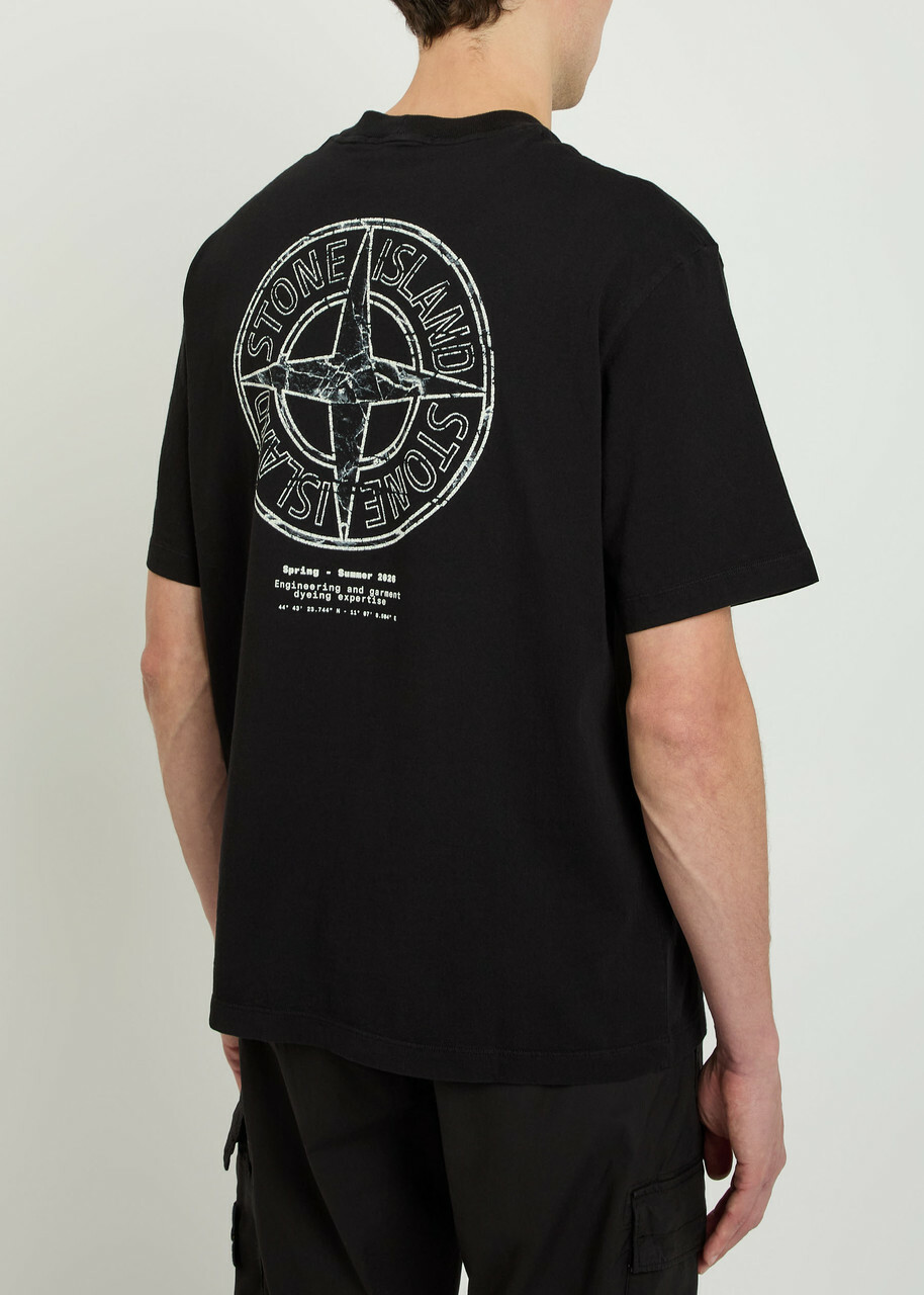 Stone Island Logo-print Cotton T-shirt Black