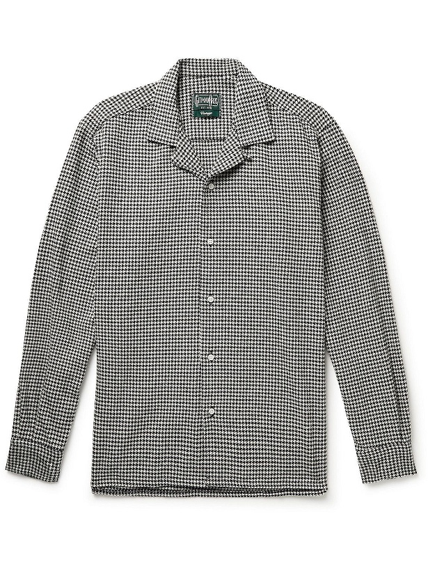 Photo: Gitman Vintage - Covertible-Collar Houndstooth Cotton-Flannel Shirt - Black