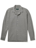 Gitman Vintage - Covertible-Collar Houndstooth Cotton-Flannel Shirt - Black