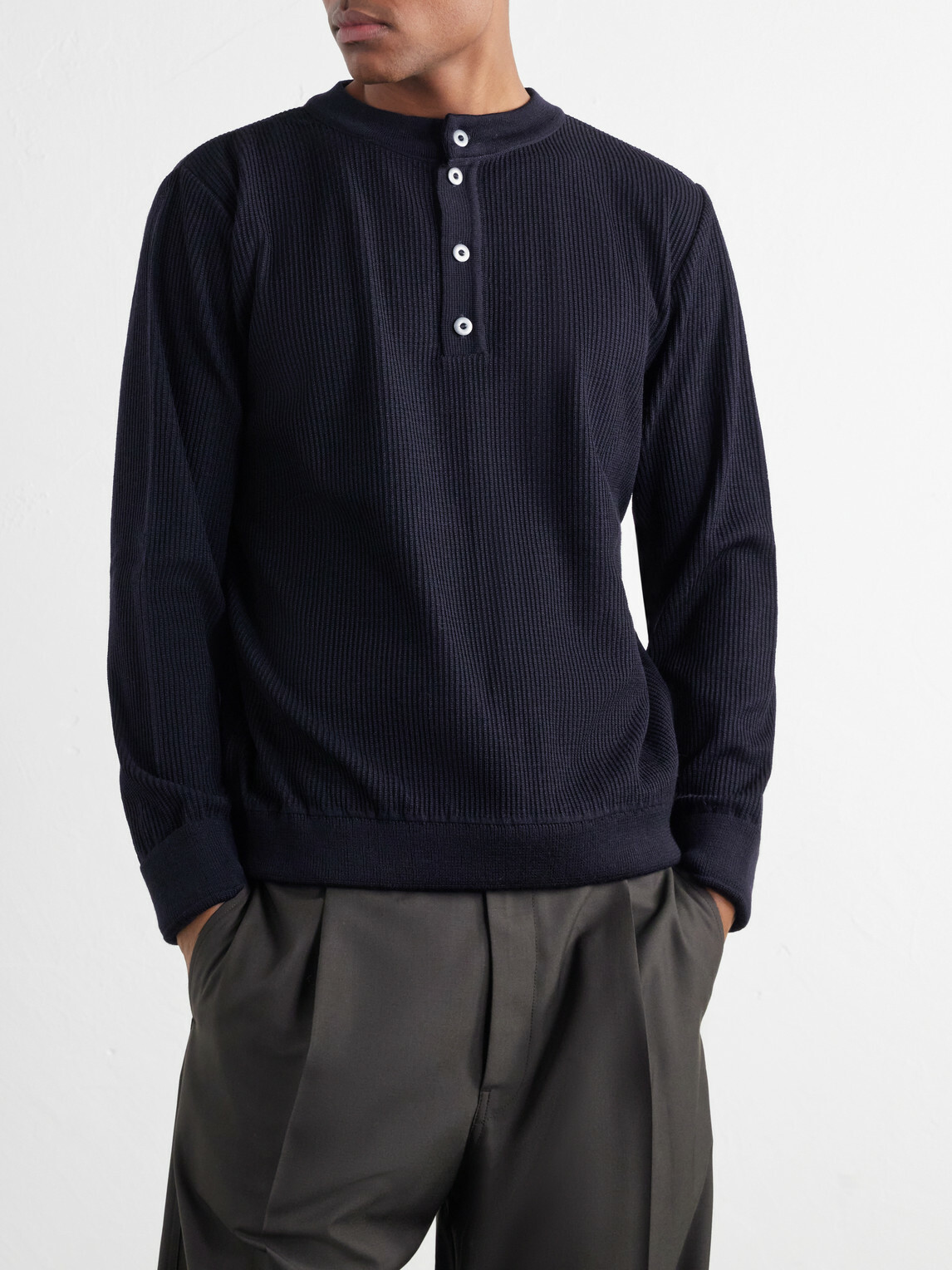 S.N.S. Herning - Stamina Ribbed Wool Sweater - Blue