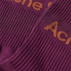 Acne Studios Men's Short Rib Logo Sock in Burgundy/Rust Brown