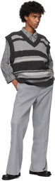 C2H4 Gray & Black Hollow Out V-Neck Knit Vest