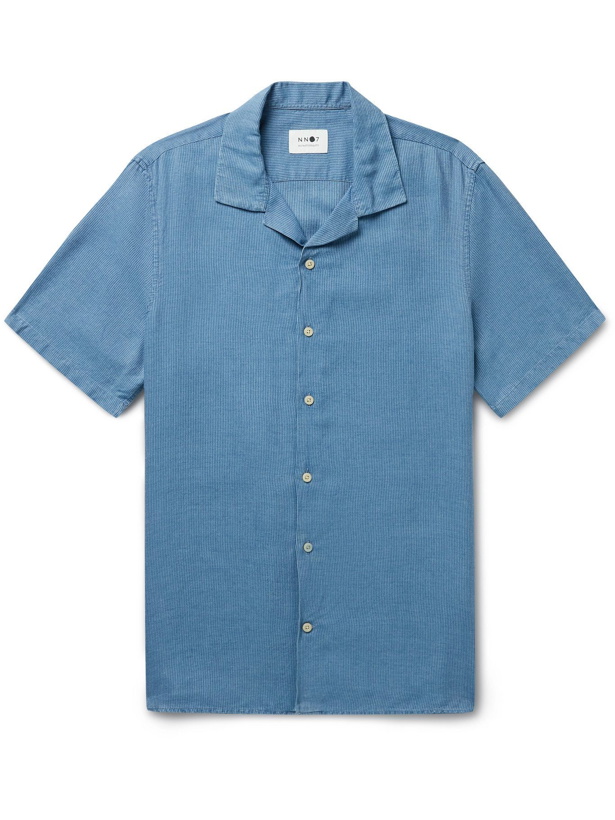 Photo: NN07 - Miyagi Camp-Collar Striped TENCEL Lyocell Shirt - Blue