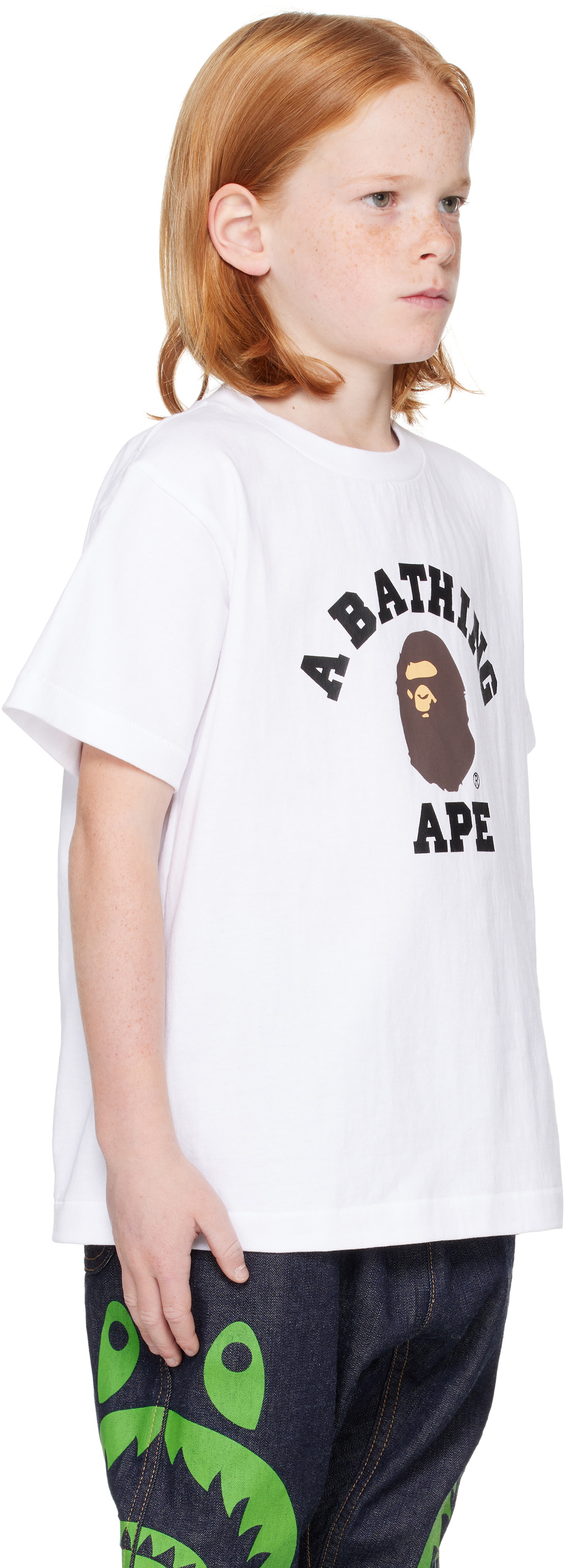 BAPE Kids White College T-shirt A Bathing Ape