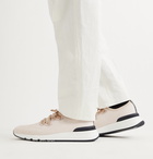 Brunello Cucinelli - Suede-Trimmed Stretch-Knit Sneakers - White