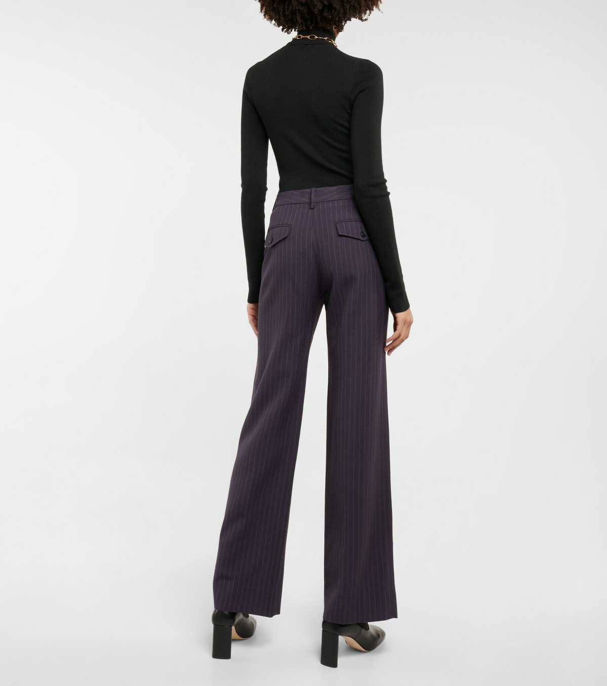 【Victoria Beckham】ストライプ high-riseストレートパンツ Victoria Beckham - Striped high-rise straight pants Victoria