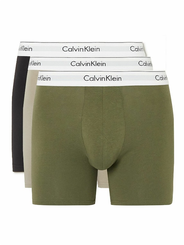 Photo: Calvin Klein Underwear - Three-Pack Modern Stretch-Cotton Boxer Briefs - Multi