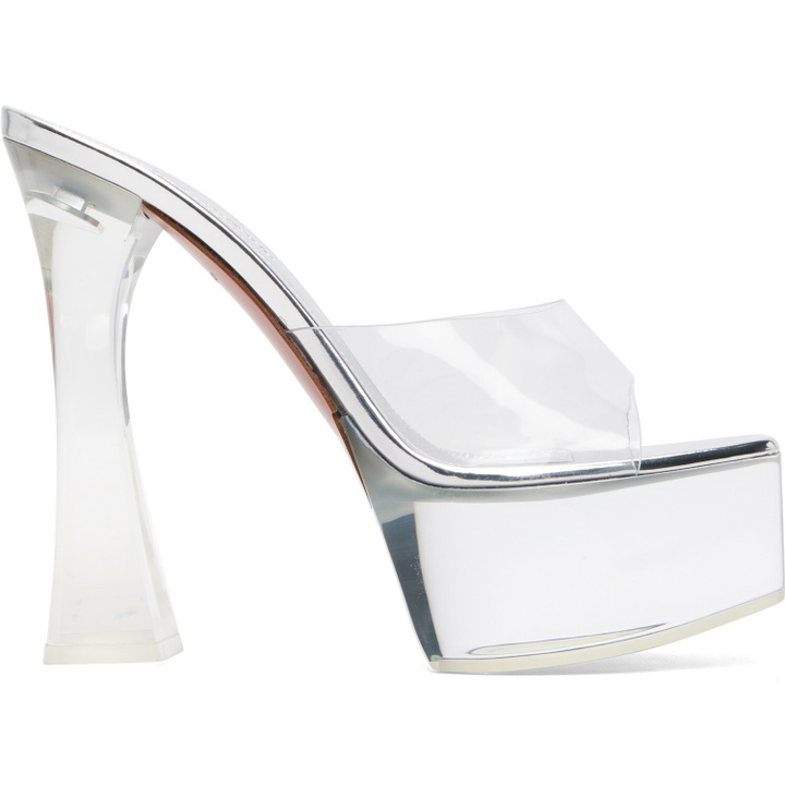 Photo: Amina Muaddi Transparent Dalida Glass Plateau Slipper 140 Heeled Sandals