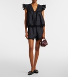 Ganni Lace-trimmed linen shorts